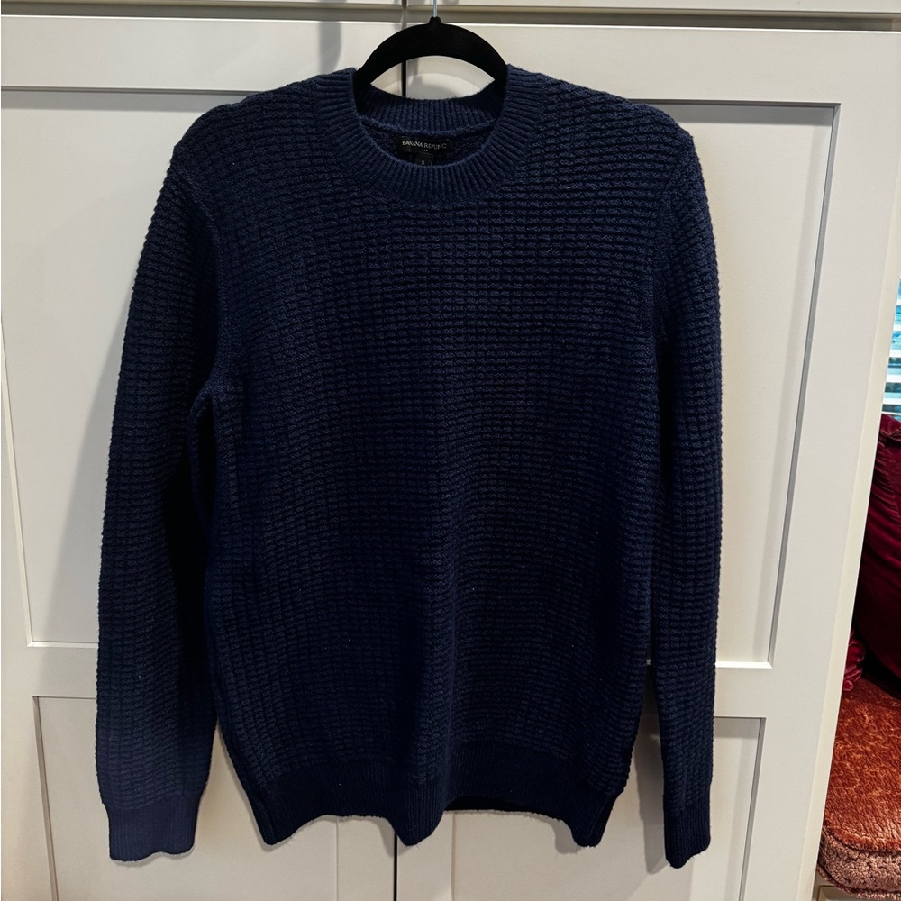 Banana Republic Navy Blue Cable knit Crewneck Sweater